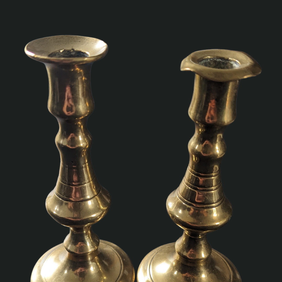 Antique Brass Candlestick Pair