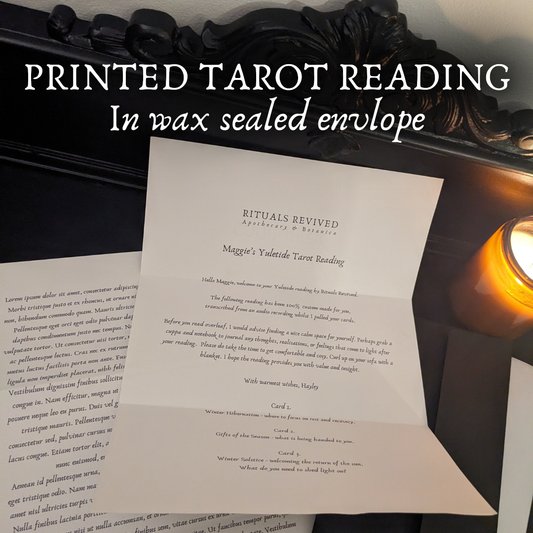 PRINTED TAROT READING. Posted in a wax sealed envelope.